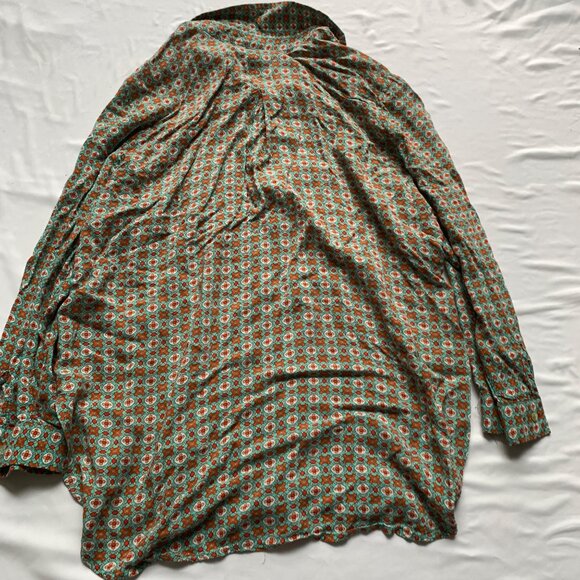 Grand & Greene Teal Orange Medium Button Down - Picture 4 of 5